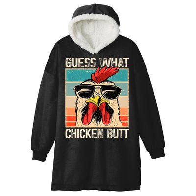 Guess What Chicken Butt Funny Chicken Meme Hooded Wearable Blanket