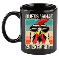 Guess What Chicken Butt Funny Chicken Meme 11oz C Handle Ceramic Mug