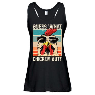 Guess What Chicken Butt Funny Chicken Meme Ladies Essential Flowy Tank