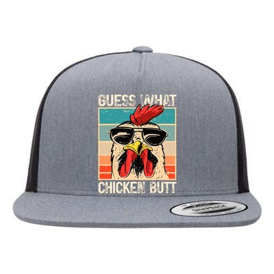 Guess What Chicken Butt Funny Chicken Meme Flat Bill Trucker Hat