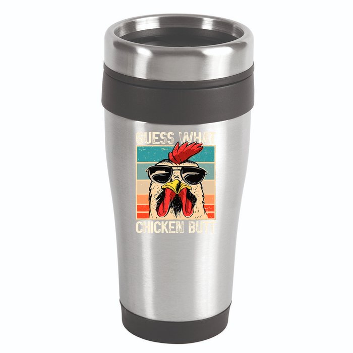 Guess What Chicken Butt Funny Chicken Meme 16oz Travel Tumbler