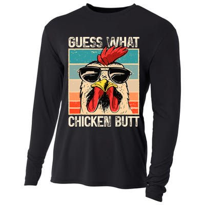 Guess What Chicken Butt Funny Chicken Meme Cooling Performance Long Sleeve Crew