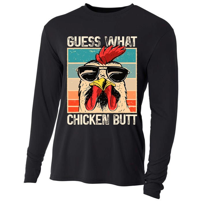Guess What Chicken Butt Funny Chicken Meme Cooling Performance Long Sleeve Crew