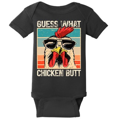 Guess What Chicken Butt Funny Chicken Meme Baby Bodysuit