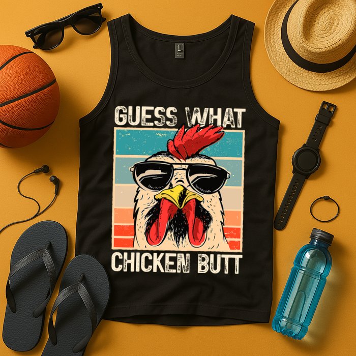 Guess What Chicken Butt Funny Chicken Meme Tank Top