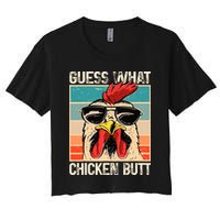 Guess What Chicken Butt Funny Chicken Meme Crop Top