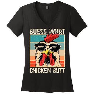 Guess What Chicken Butt Funny Chicken Meme Women's V-Neck T-Shirt