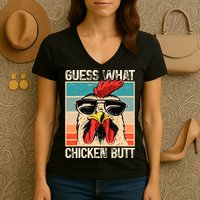 Guess What Chicken Butt Funny Chicken Meme Women's V-Neck T-Shirt