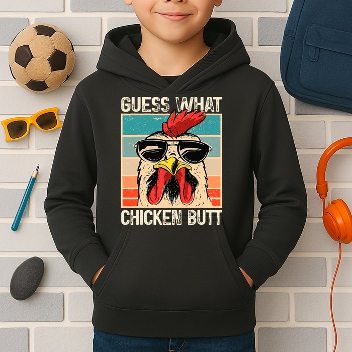 Guess What Chicken Butt Funny Chicken Meme Kids Hoodie