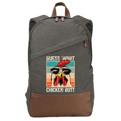 Guess What Chicken Butt Funny Chicken Meme Cotton Canvas Backpack