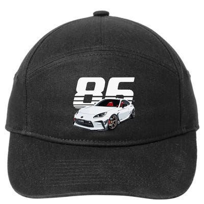 Gr86 White Car 7-Panel Snapback Hat
