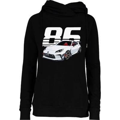 Gr86 White Car Womens Funnel Neck Pullover Hood