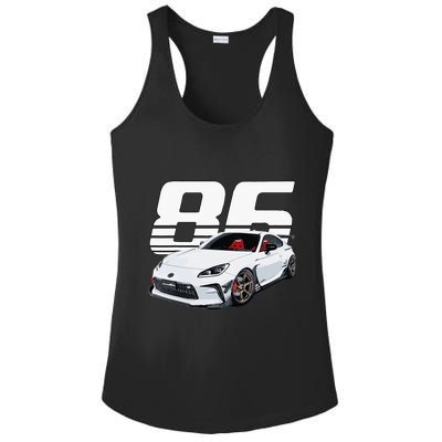 Gr86 White Car Ladies PosiCharge Competitor Racerback Tank