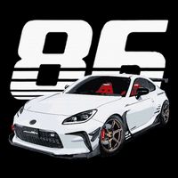 Gr86 White Car Cropped Pullover Crew