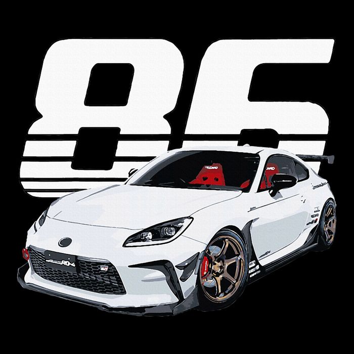 Gr86 White Car Cropped Pullover Crew