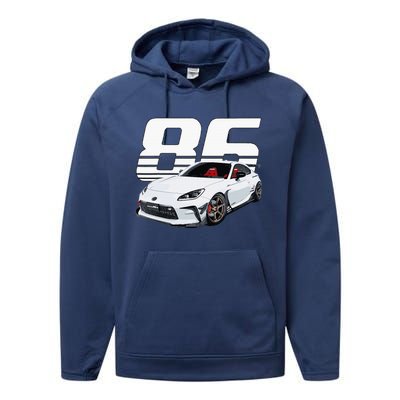 Gr86 White Car Performance Fleece Hoodie