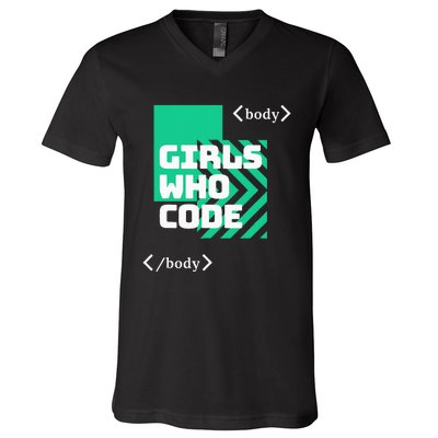 Girl Who Code V-Neck T-Shirt