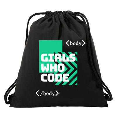 Girl Who Code Drawstring Bag