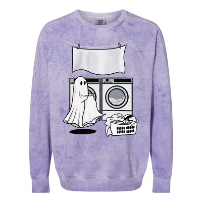 Ghost Wash Clothes Spooky Season Retro Halloween Colorblast Crewneck Sweatshirt