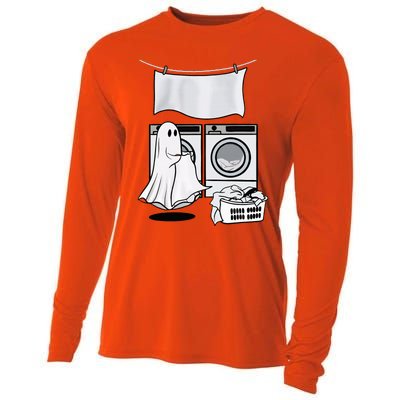 Ghost Wash Clothes Spooky Season Retro Halloween Cooling Performance Long Sleeve Crew