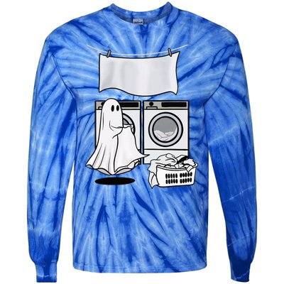 Ghost Wash Clothes Spooky Season Retro Halloween Tie-Dye Long Sleeve Shirt