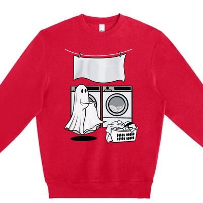 Ghost Wash Clothes Spooky Season Retro Halloween Premium Crewneck Sweatshirt