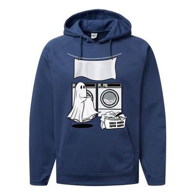 Ghost Wash Clothes Spooky Season Retro Halloween Performance Fleece Hoodie