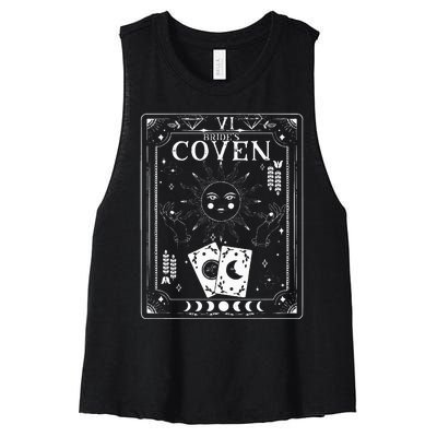 Gothic Witchy Coven Tarot Celestial Bachelorette Matching Women's Racerback Cropped Tank