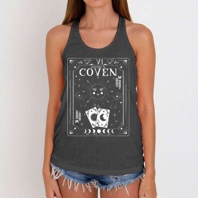 Gothic Witchy Coven Tarot Celestial Bachelorette Matching Women's Knotted Racerback Tank