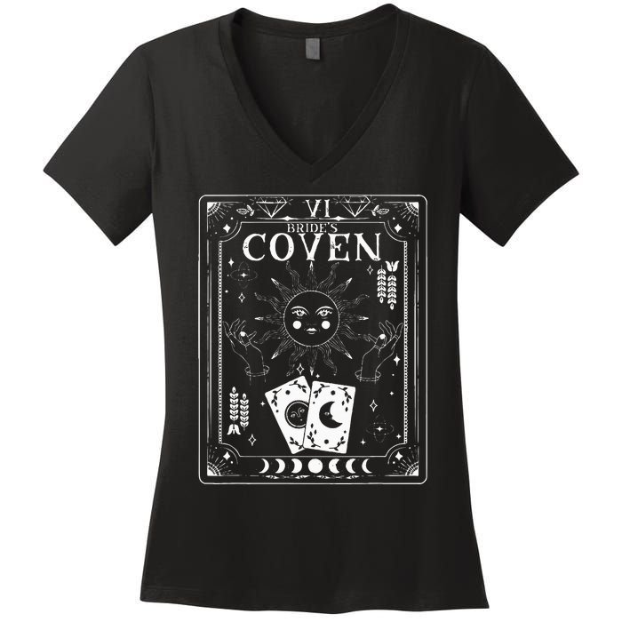 Gothic Witchy Coven Tarot Celestial Bachelorette Matching Women's V-Neck T-Shirt