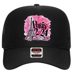 Girl Women Cute 2024 Eiffel Tower Love Paris High Crown Mesh Back Trucker Hat