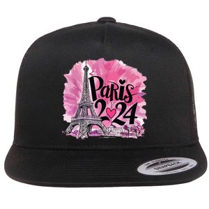 Girl Women Cute 2024 Eiffel Tower Love Paris Flat Bill Trucker Hat