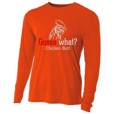 Guess What Chicken Butt Funny Animal Rooster Joke Humor Gift Cooling Performance Long Sleeve Crew