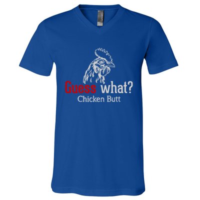 Guess What Chicken Butt Funny Animal Rooster Joke Humor Gift V-Neck T-Shirt