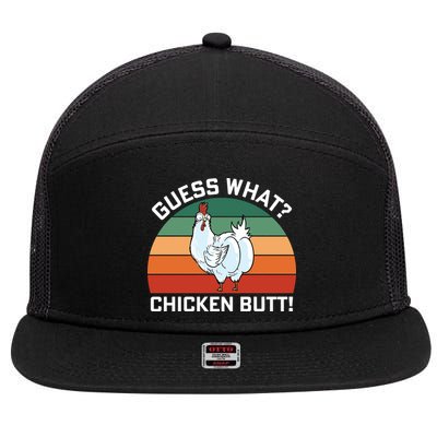 Guess What? Chicken Butt Funny 7 Panel Mesh Trucker Snapback Hat