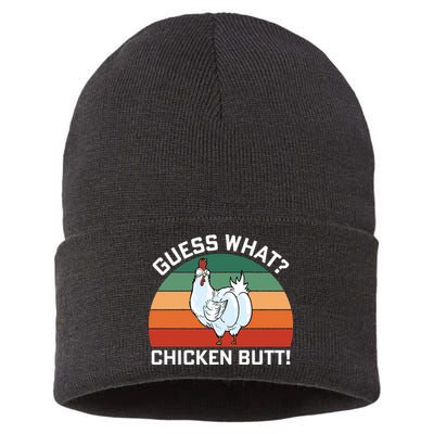 Guess What? Chicken Butt Funny Sustainable Knit Beanie