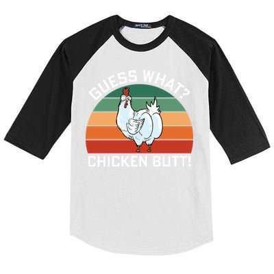 Guess What? Chicken Butt Funny Kids Colorblock Raglan Jersey