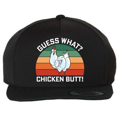 Guess What? Chicken Butt Funny Wool Snapback Cap