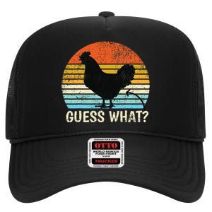 Guess What Chicken Butt! Farm Joke Funny Chickens Lover High Crown Mesh Back Trucker Hat