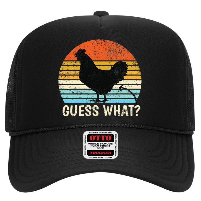 Guess What Chicken Butt! Farm Joke Funny Chickens Lover High Crown Mesh Back Trucker Hat