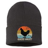 Guess What Chicken Butt! Farm Joke Funny Chickens Lover Sustainable Knit Beanie