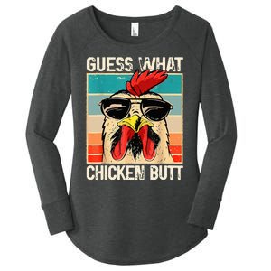 Guess What Chicken Butt _ Funny Chicken Meme Women's Perfect Tri Tunic Long Sleeve Shirt