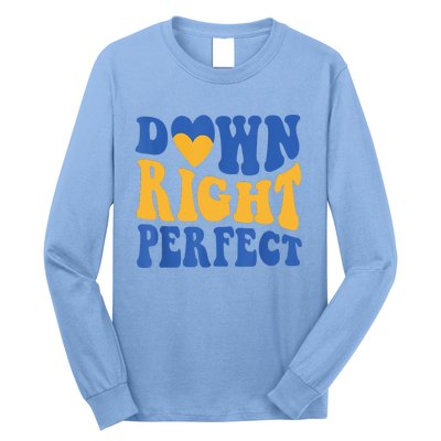 Groovy World Down Syndrome Day Awareness Down Right Perfect Long Sleeve Shirt