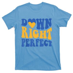 Groovy World Down Syndrome Day Awareness Down Right Perfect T-Shirt