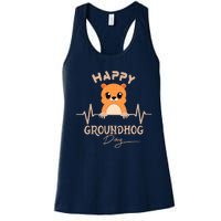 Groundhog Whisperer Day Happy Woodchuck Groundhog Day Women's Racerback Tank