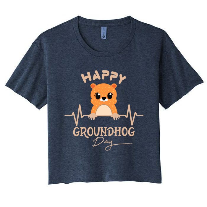 Groundhog Whisperer Day Happy Woodchuck Groundhog Day Women's Crop Top Tee