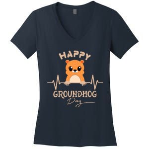 Groundhog Whisperer Day Happy Woodchuck Groundhog Day Women's V-Neck T-Shirt