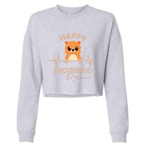 Groundhog Whisperer Day Happy Woodchuck Groundhog Day Cropped Pullover Crew