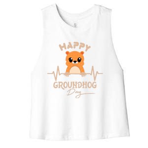 Groundhog Whisperer Day Happy Woodchuck Groundhog Day Women's Racerback Cropped Tank