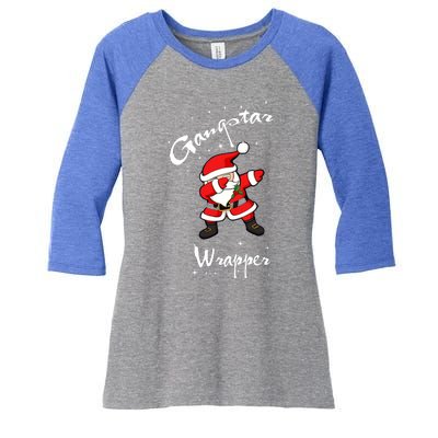 Gangstar Wrapper Dabbing Santa Christmas Women's Tri-Blend 3/4-Sleeve Raglan Shirt